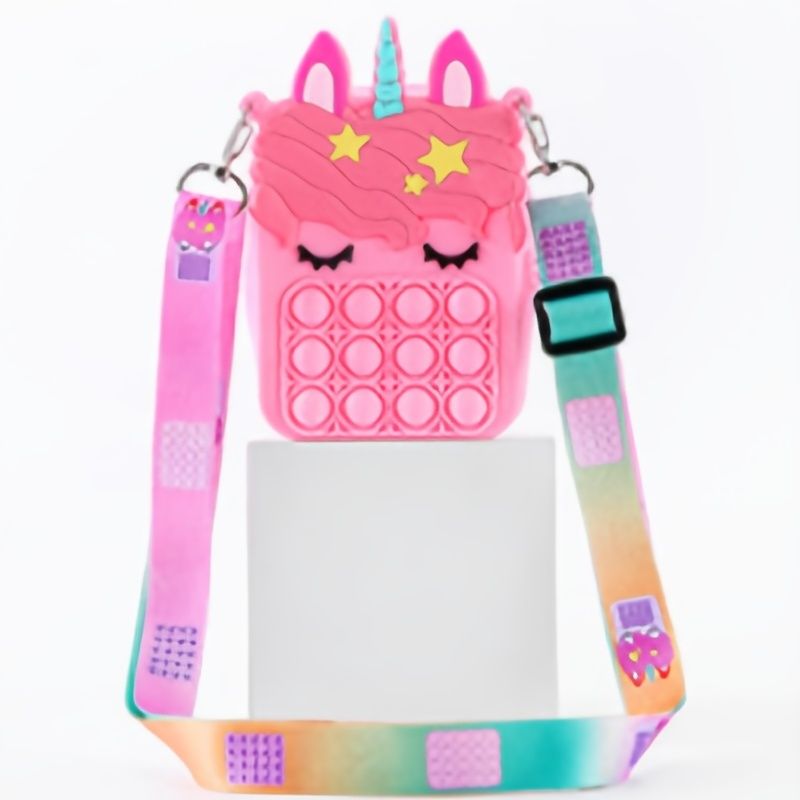 Pop It-väska För Tjejer Unicorn Push Bubble Fidget-leksaker Crossbody-väskor Pop Fidget Sensorisk Stressavlastningsleksak För Barn