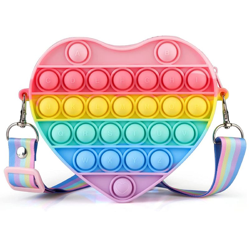 Pop-väska För Flickor Cross Body-väska Hjärta Pop-on-axelväskor Fidget Purse Toys
