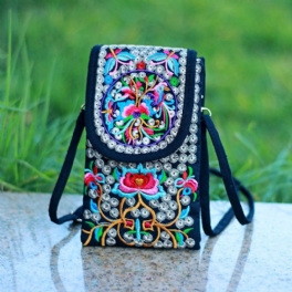 Retro Boho Broderad Telefonväska Mini Ethnic Travel Enaxelväska För Kvinnor Och Tjejer