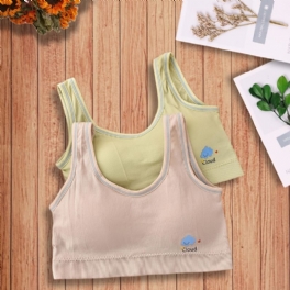 2st Flickor Mjuk Sport Bh Cartoon Cloud Mönster Camisole Väst Med Avtagbar Kudde