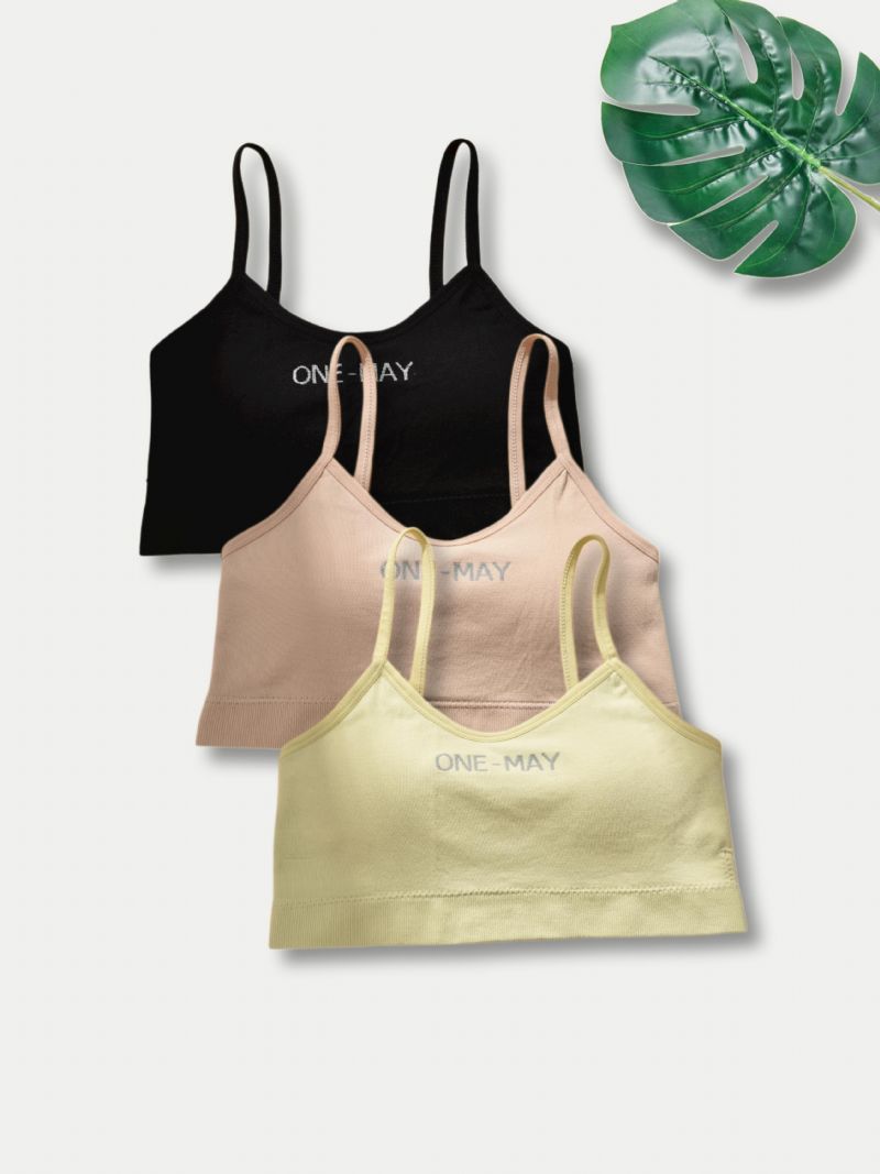 3st Flickor Soft Sports Bh Comfort Camisole Väst Med Avtagbar Kudde