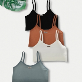 4st Flickor Mjuk Sport Bh Sweet Print Comfort Camisole Väst Med Avtagbar Kudde