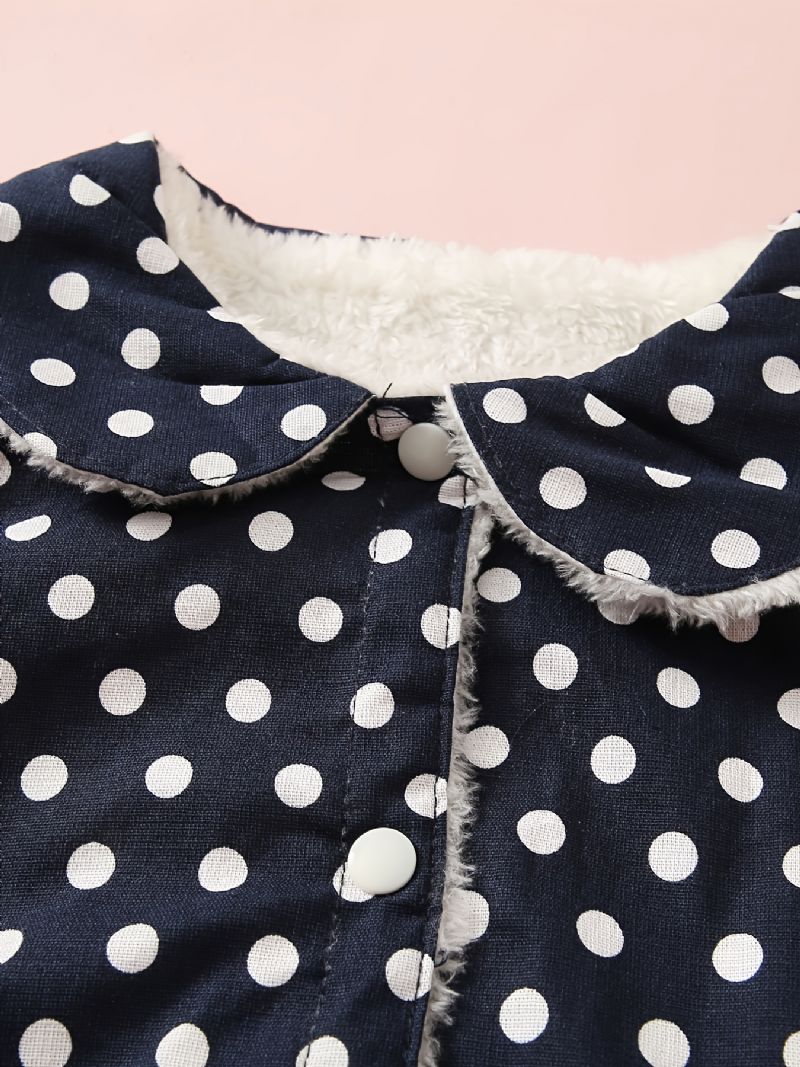 Bebis Flickor Polka Dot & Velvet Vändbar Väst För Höst Och Vinter Ny