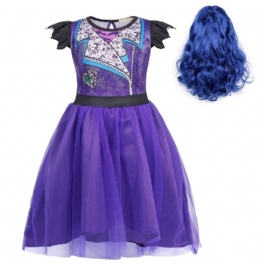 2st Flickor Princess Dress Outfit Up Födelsedagsfest Halloween Jul Cosplay & Peruk Set