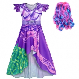 2st Flickor Princess Dress Outfit Up Födelsedagsfest Juloutfit & Peruk Set