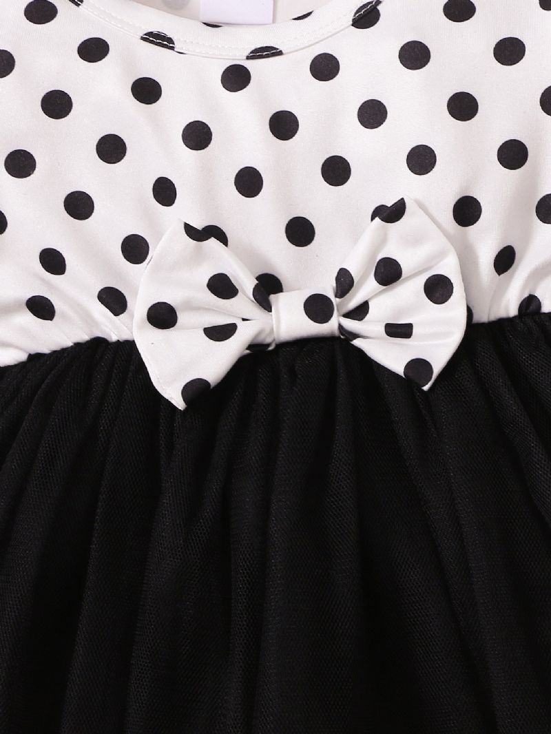 2st Polka Dot Long Sleeev Mesh Klänning & Pannband Set