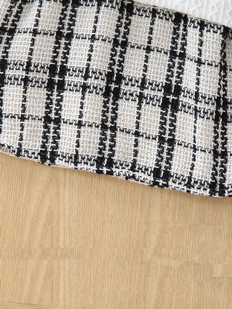 Bebis Flickor Klänning Rutig Dockkrage Långärmad Patchwork