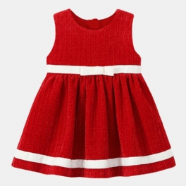 Bebis Flickor Princess Röd Ärmlös Rosettklänning Barn Småbarnskläder