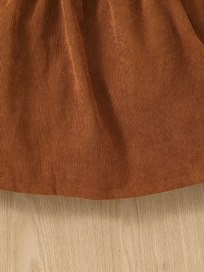Bebis Flickor Ruffle Trim Långärmad Klänning Med Rosettdekor