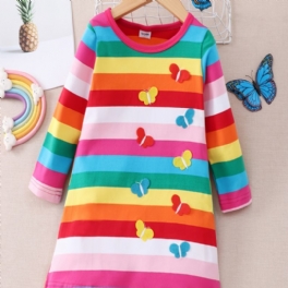 Christmas Price Cuts Flickor Rainbow Print Butterfly Dress