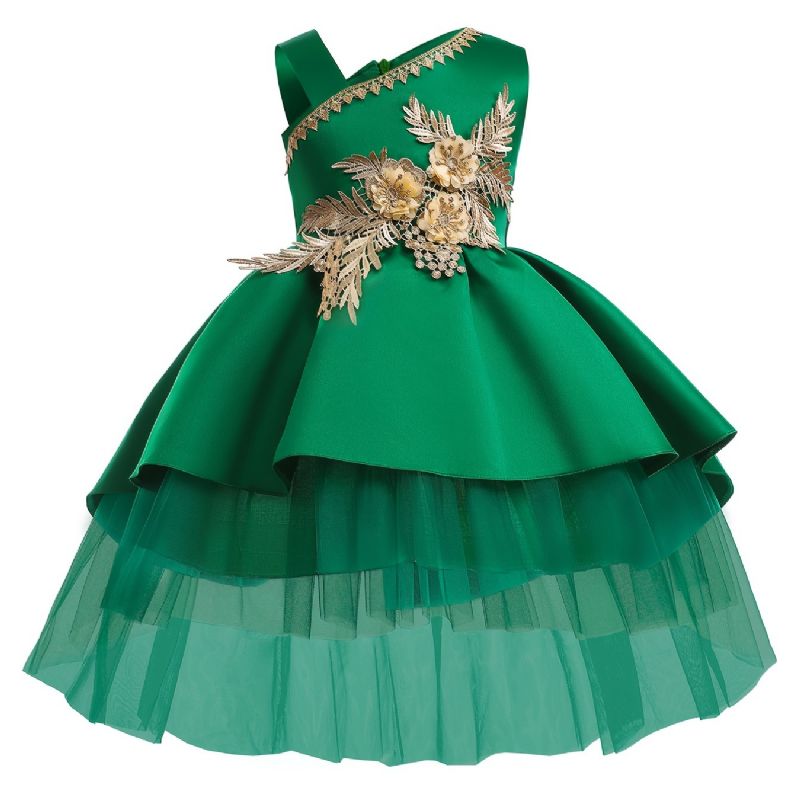 Flickor Mesh Patchwork Princess Dress Formell Klänning För Julaftonsfest Födelsedag Barnkläder