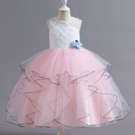 Flickor Pink Princess Dress Wedding Host Piano Performance
