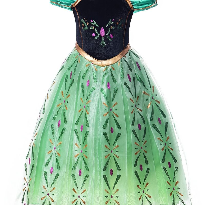 Flickor Princess Dress Paljetter Mesh Up Performance Klänning Cosplay Outfit För Afton Födelsedagsfest Barnkläder