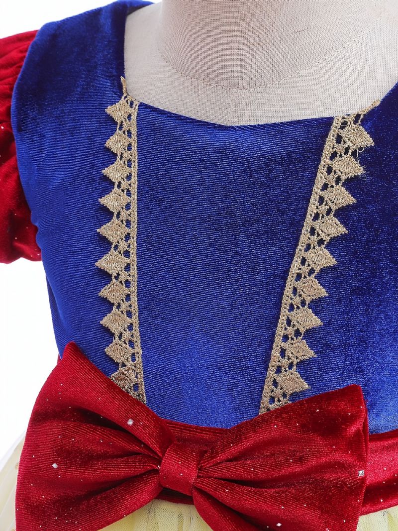 Flickor Princess Dress Velvet Mesh Panel Cosplay Costume For Halloween Christmas