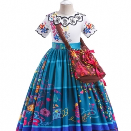Flickor Princess Dress With Bag Kostym Up Födelsedagsfest Jul Cosplay Outfit
