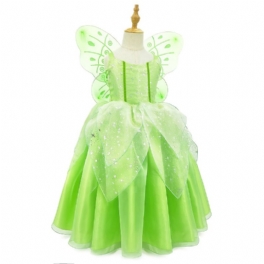 Flickor Princess Dress With Wings Kostym Performance Up Födelsedagsfest Jul Cosplay Outfit Barnkläder