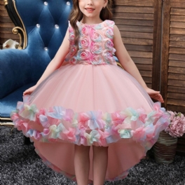 Flickor Prinsessklänning Kortärmad Blommor Mesh Tutu Klänning Prestandaklänning Bröllopsblomma Till Afton Födelsedagsfest Barnkläder