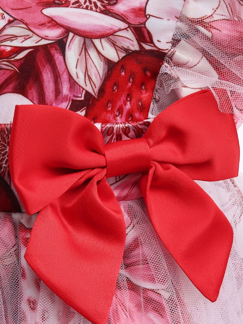 Flickor Prinsessklänning Kortärmad Blommor Tryck Mesh Tutu Klänning Prestandaklänning Bröllopsblomma Till Afton Födelsedagsfest Barnkläder