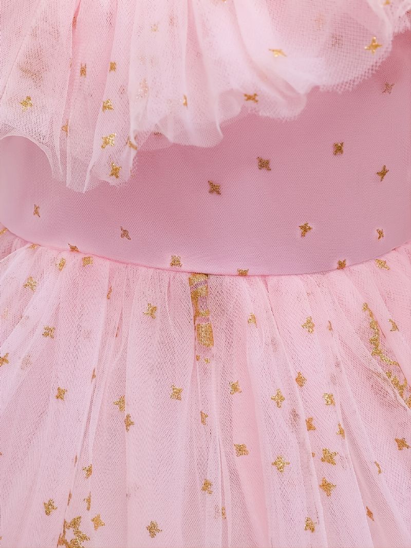 Flickor Prinsessklänning Kortärmad Krona Paljett Mesh Tutu Klänning Prestanda Bröllop Blomstertjejer Till Afton Födelsedagsfest Barnkläder