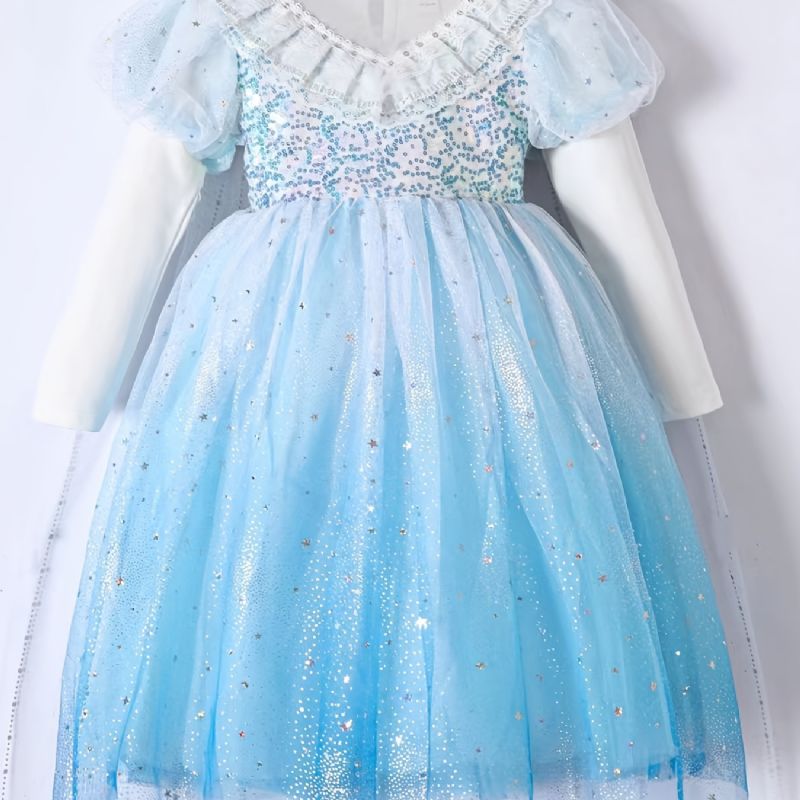 Flickor Prinsessklänning Långärmad Tyll Paljett Gradient Färg Tutu Klänning Prestandaklänning Cosplay Outfit Klä Upp Till Kvällen Födelsedagsfest Barnkläder