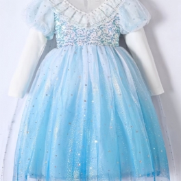 Flickor Prinsessklänning Långärmad Tyll Paljett Gradient Färg Tutu Klänning Prestandaklänning Cosplay Outfit Klä Upp Till Kvällen Födelsedagsfest Barnkläder