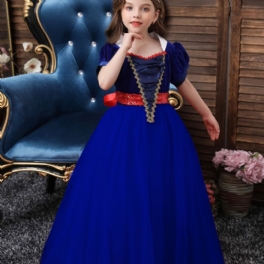 Flickor Prinsessklänning Puffärm Paljett Sammet Mesh Tutu Klänning Prestandaklänning Bröllopsblomma Till Afton Födelsedagsfest Barnkläder