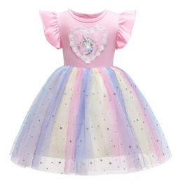 Flickor Rainbow Princess Dress Högtidsklänning För Julaftonsfest Födelsedagsklänning