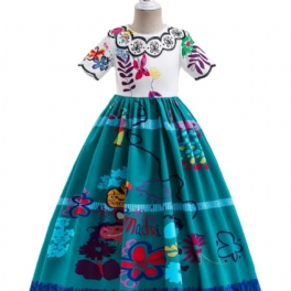 Flickor Vintage Creative Cartoon Print Princess Dress Costume For Performance Party