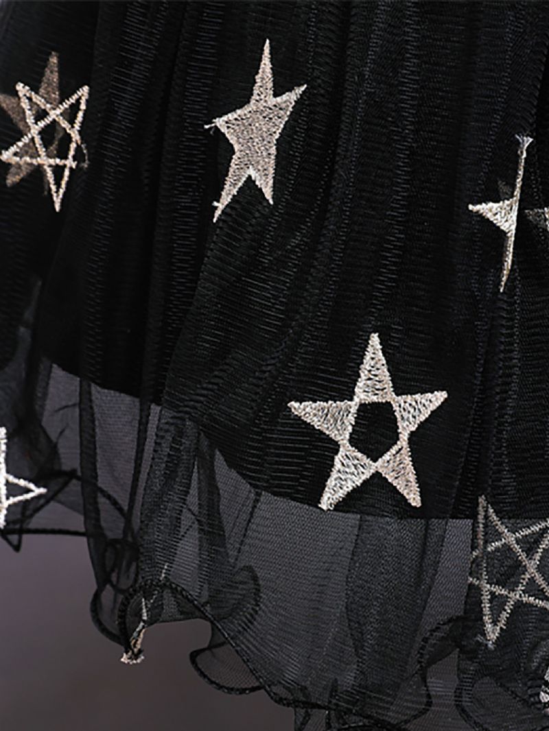 Halloween Flickor Starry Pentagram Design Mesh Dress Festklänningar Evenemangsklänningar