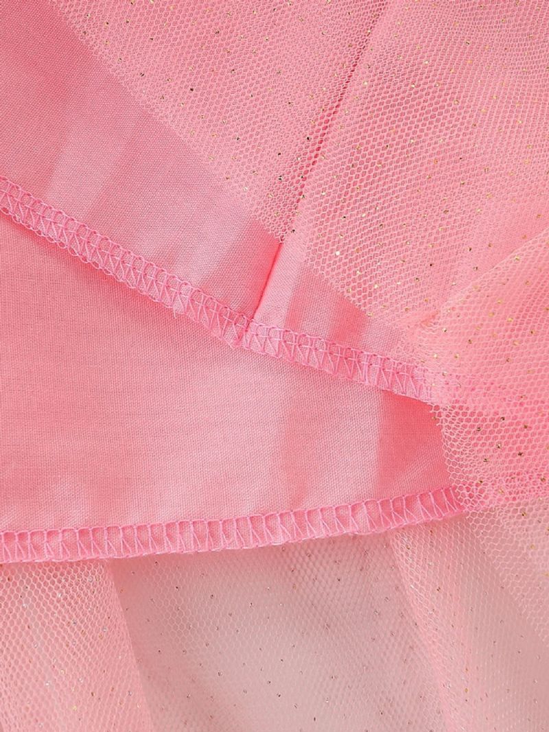 Jul Småbarn Flickor Långärmad Randig Mesh Patchwork Klänningar Med Kanin Inredning Barnkläder