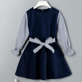 Långärmad Färgblockklänning För Små Flickor