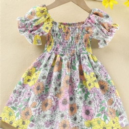 Småbarnsflickor Mode Casual Blommig Klänning