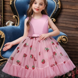 Tjejer Prinsessklänning Jordgubbstryck Högtidsklänning För Julaftonsfest Födelsedagsklänning Barnkläder