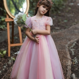 Tjejer Prinsessklänningar Color Block Fairy Klänningar Fluffiga Till Jul Eller Födelsedagsfest