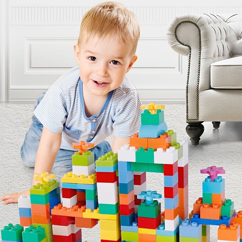 Storkorniga Byggstenar Barns Stora Monteringspussel Pojkar Flickor Monteringsleksak Bebisar 2-3-6 År Kompatibel Med Lego Debao (påsar)