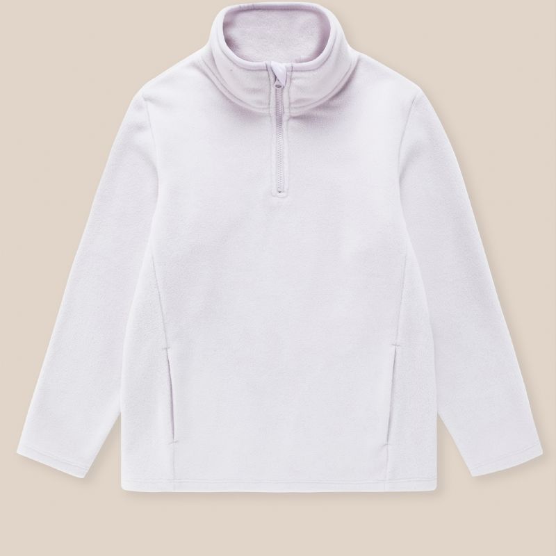 Barnmode Halv Zip Fleece Sweatshirt Atletisk Jacka Vit