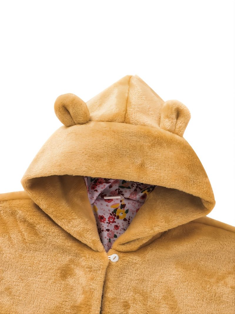 Bebis Flickor Khaki Fleece Thermal Hooded Långärmad Jacka