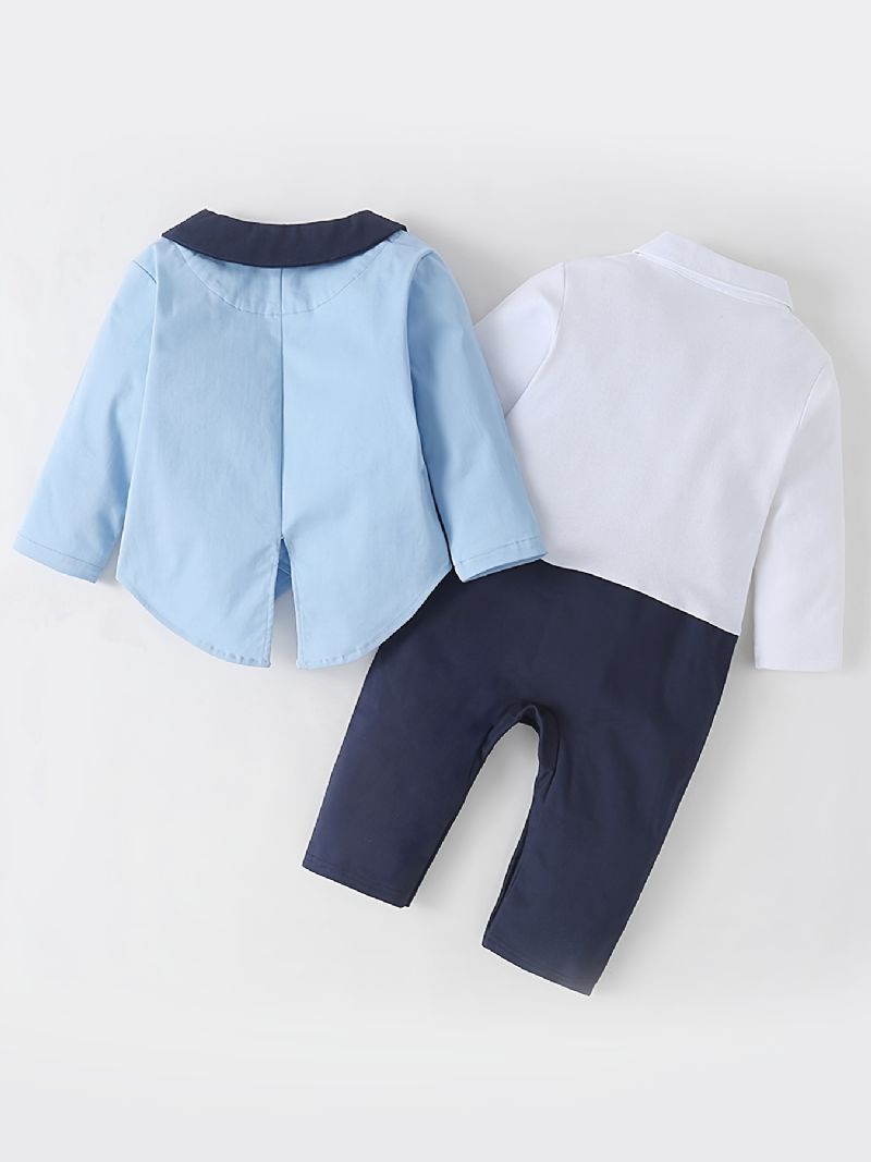 Bebis Pojkar Colorblock Långärmad Jumpsuit + Matchande Jacka Bebisdopdräkter Bebiskläder