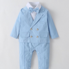 Bebis Pojkar Gentleman Outfit Rompers Långärmad Jumpsuit & Jacka Set Bröllopsfödelsedagsfest