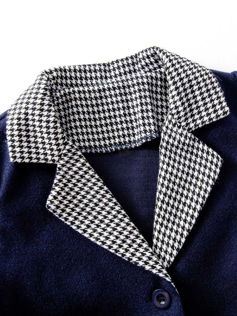 Flickor Casual Contrast Houndstooth Jacka