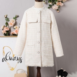 Flickor Elegant Button-up Tweed Jacka För Vinter Nya Barnkläder