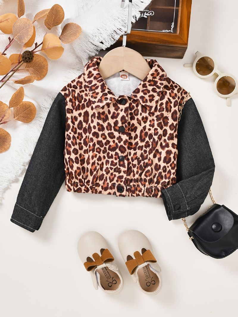 Flickor Långärmad Leopard Print Jacka För Höst Vinter Ny