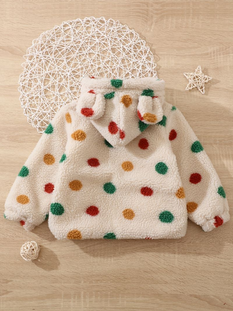 Flickor Polka Dot Pattern 3d Ears Design Huvjacka Vinter Nya Barnkläder