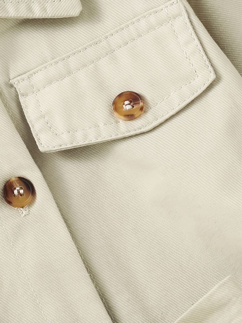 Flickor Preppy Style Button Down Jacka Barnkläder Med Bälte
