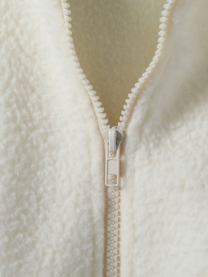 Flickor Solid Zip Up Fleece Thermal Jacka För Vinter Barnkläder