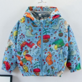 Ny Pojkar Casual Dinosaur Printed Dragkedja Huvjacka