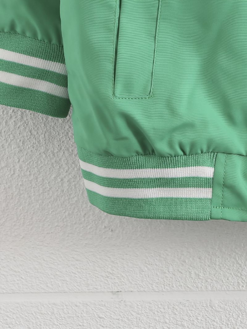 Pojkar Bokstavsnummer Print Randig Trim Baseballjacka