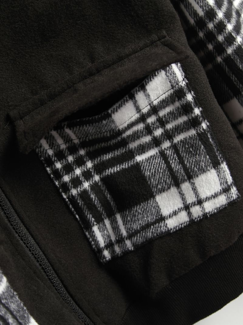 Pojkar Casual Rutig Pocket Front Dragkedja Långärmad Warm Coast Jacka Kläder