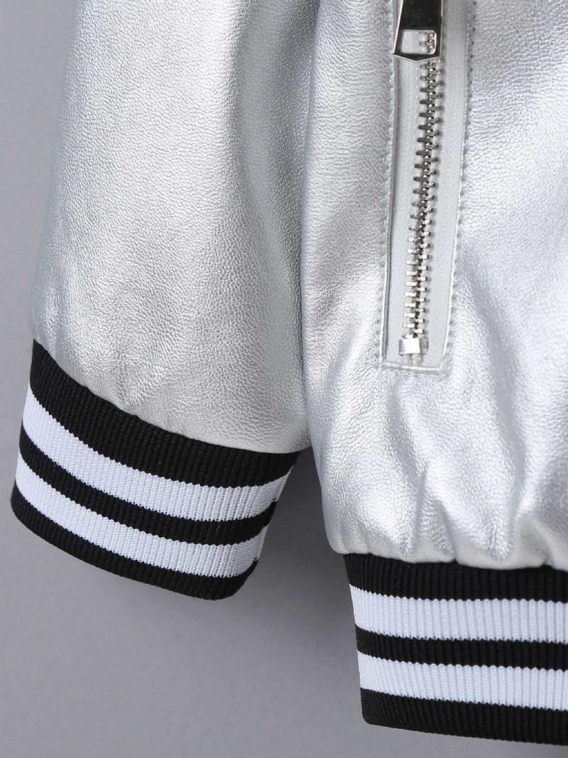 Pojkar Pu-läder Zip Up Jacka Barnkläder