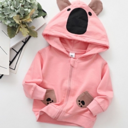 Tjejer Koala Print Söt Hooded Zip Jacka